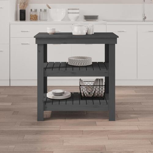 Arbejdsbord 78,5x50x80 cm massivt fyrretræ grå