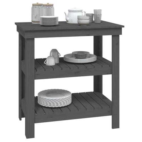 Arbejdsbord 78,5x50x80 cm massivt fyrretræ grå