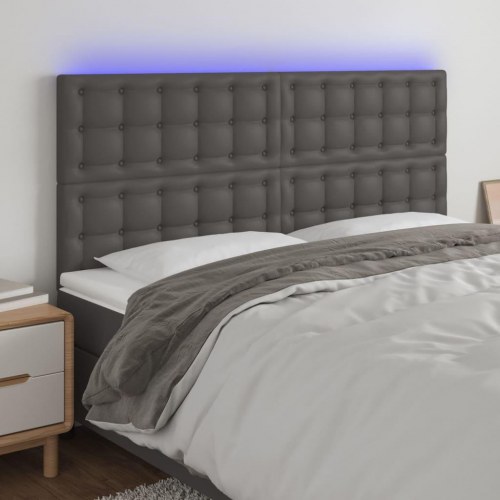 Sengegavl med LED-lys 200 x 5 x 118/128 cm - grå