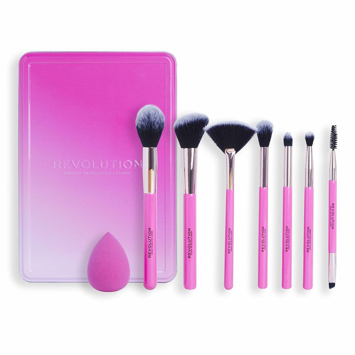 Sæt Med Makeup Børster Revolution Make The Brush Edit Pink Dele