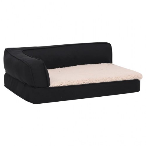 Ergonomisk hundeseng 60x42 cm hør-look fleece sort