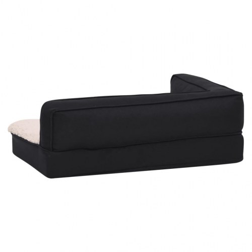 Ergonomisk hundeseng 60x42 cm hør-look fleece sort