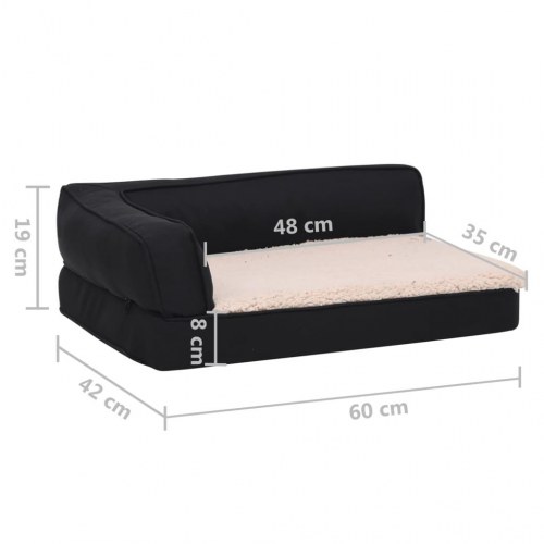Ergonomisk hundeseng 60x42 cm hør-look fleece sort