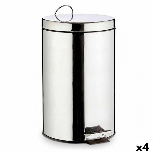 Berilo papirkurv med pedal - sølv, rustfrit stål/plast, 12 L (4 stk.)