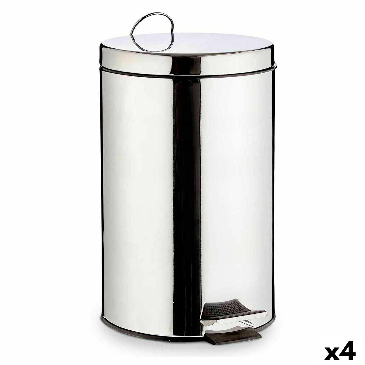 Berilo papirkurv med pedal - sølv, rustfrit stål/plast, 12 L (4 stk.)