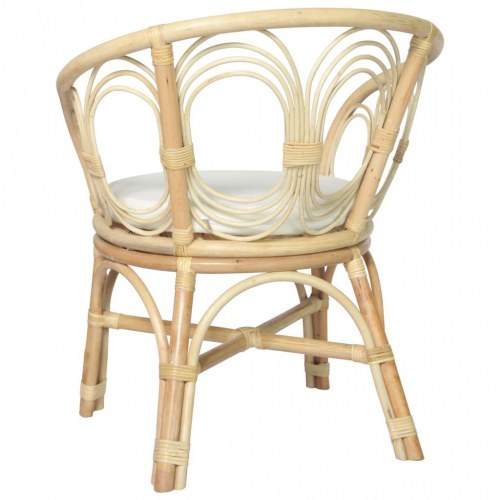 Spisebordsstol med hynde naturlig rattan og linned