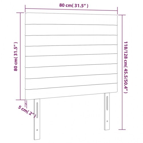 Sengegavl med LED-lys 80 x 5 x 118/128 cm - lysegrå