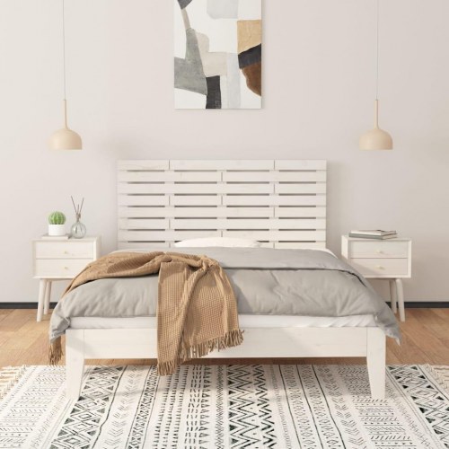 Sengegavl 156x3x63 cm massivt fyrretræ hvid
