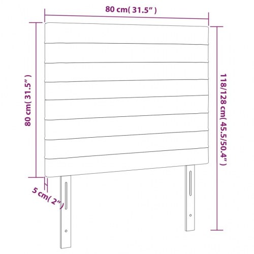 Sengegavl med LED-lys 80 x 5 x 118/128 cm - mørkegrå