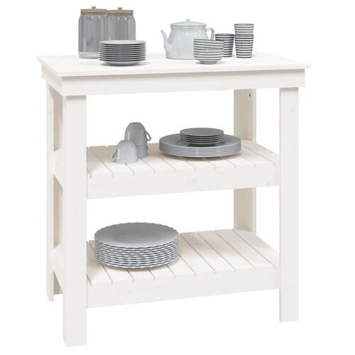 Arbejdsbord 78,5x50x80 cm massivt fyrretræ hvid