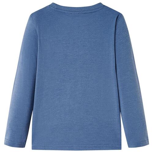 Langærmet T-shirt til børn str. 128 blåmeleret