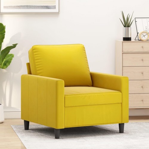 Lænestol i velour - 60 cm sædebredde, gul