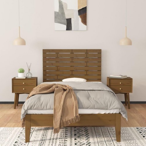 Sengegavl i massivt fyrretræ 81 x 3 x 63 cm - gyldenbrun