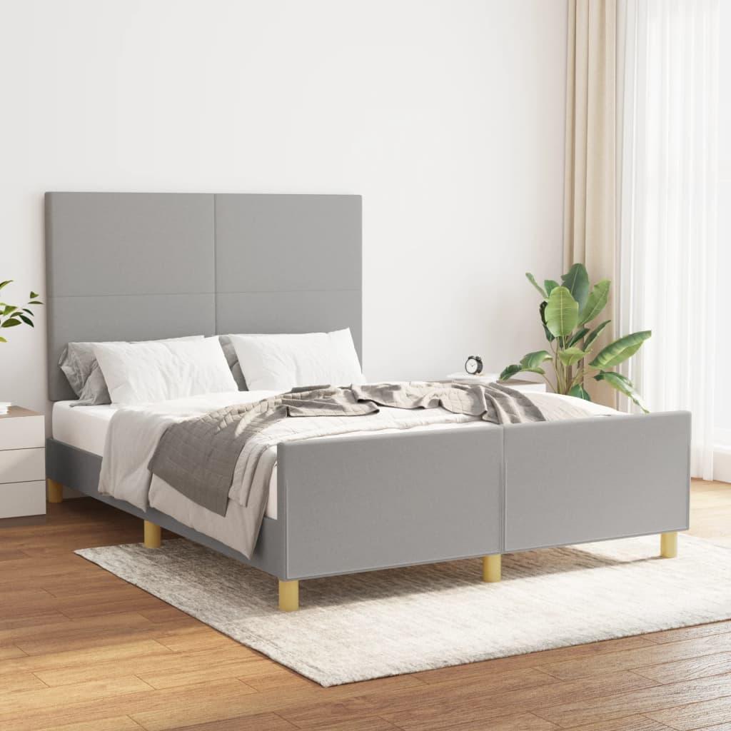 Sengeramme Med Sengegavl 140x190 Cm Stof Lysegrå