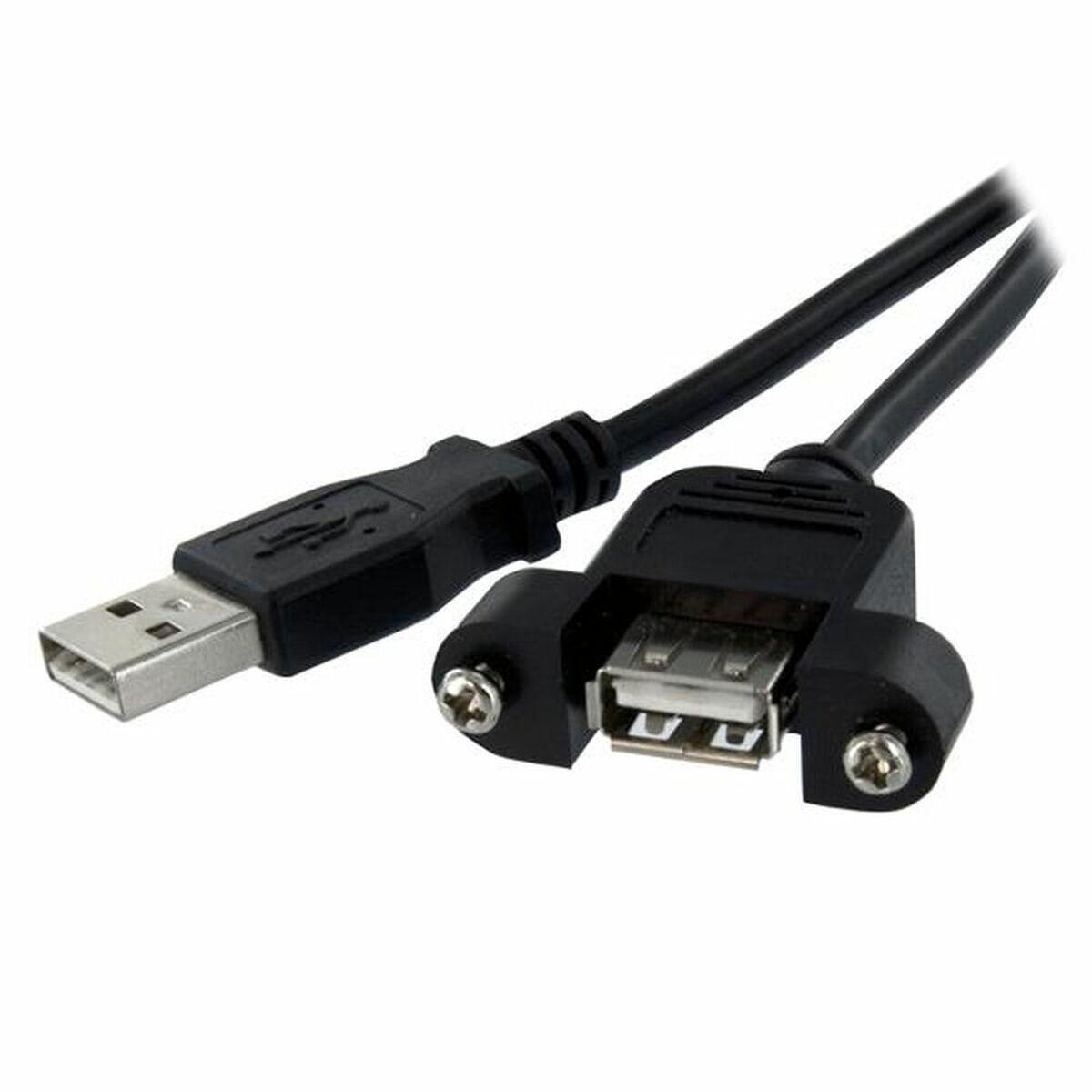 Startech USB panelmonteret USB-A forlængerkabel, 90 cm, sort