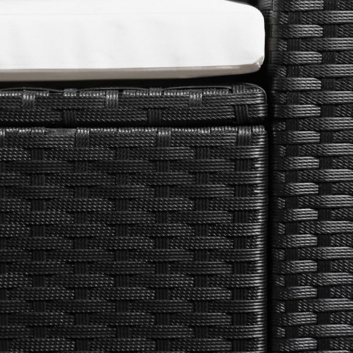 3-personers havesofa sort polyrattan med hvide hynder