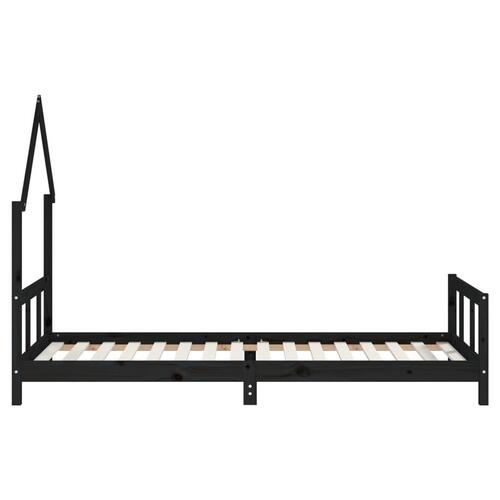 Sengeramme til juniorseng 90x200 cm massivt fyrretræ sort