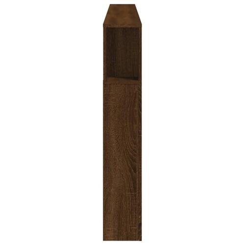 Sengegavl m. LED-lys 220x18,5x103,5 cm konstrueret træ brunt eg