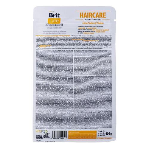 Kattemad Brit Care Grain Free Haircare Healthy & Shiny Coat Voksen Kylling Laksefarvet 400 g