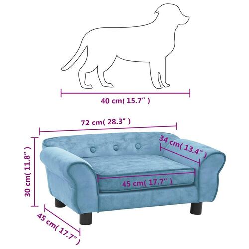 Hundesofa 72x45x30 cm plys turkis