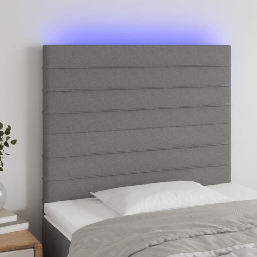 Sengegavl med LED-lys 90 x 5 x 118/128 cm - mørkegrå