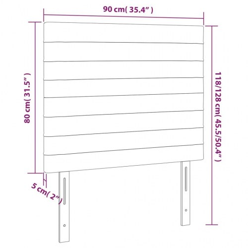 Sengegavl med LED-lys 90 x 5 x 118/128 cm - mørkegrå