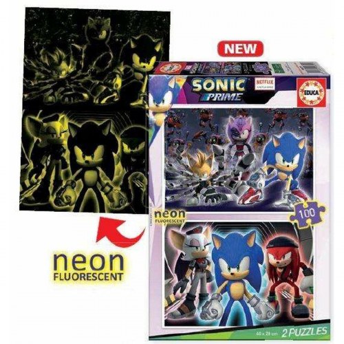 Puslespil 2-pak Educa Neon Sonic - 100 brikker