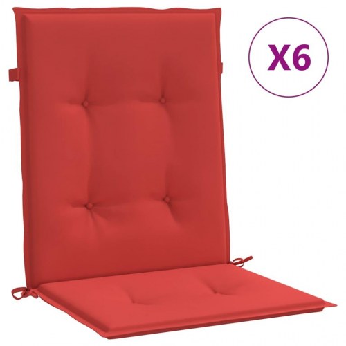 Stolehynder med lav ryg - 6 stk., 100×50×3 cm, oxfordstof, rød