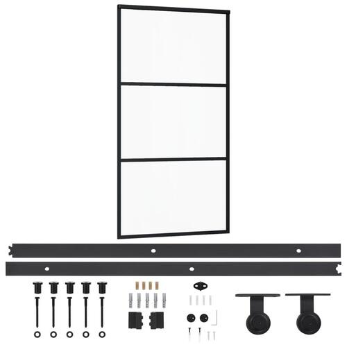 Skydedør m. monteringssæt 102x205 cm sikkerhedsglas og aluminium