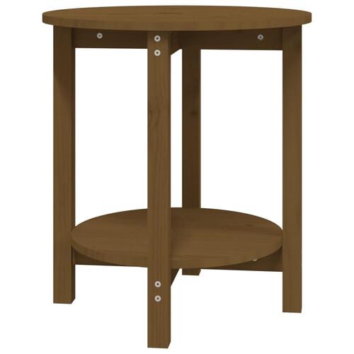 Sofabord Ø 55x60 cm massivt fyrretræ gyldenbrun