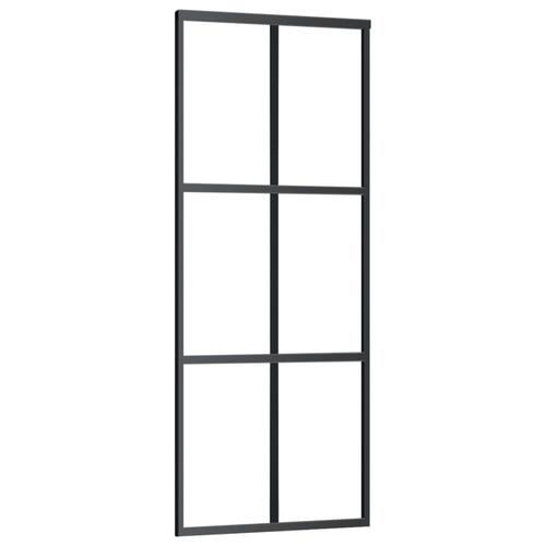 Skydedør m. monteringssæt 76x205 cm sikkerhedsglas og aluminium