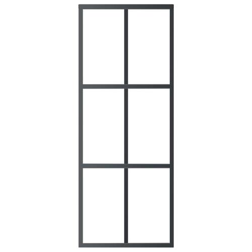 Skydedør m. monteringssæt 76x205 cm sikkerhedsglas og aluminium