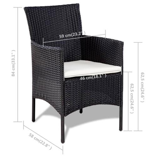 Haveloungesæt 4 dele med hynder polyrattan sort
