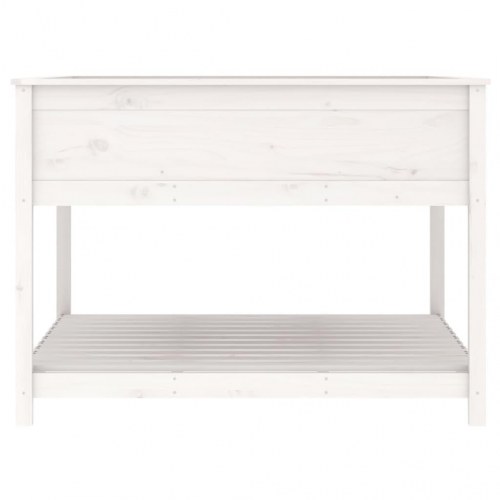 Plantekasse med hylde 111,5x111,5x81 cm massivt fyrretræ hvid