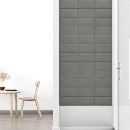 Vægpaneler 12 stk. 30x15 cm 0,54 m² fløjl lysegrå