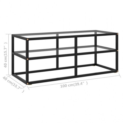 Tv-bord 100 × 40 × 40 cm i hærdet glas - sort stel