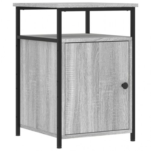Sengeborde 2 stk. - 40 × 42 × 60 cm i grå sonoma-eg med jernstel