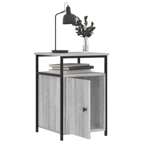 Sengeborde 2 stk. - 40 × 42 × 60 cm i grå sonoma-eg med jernstel