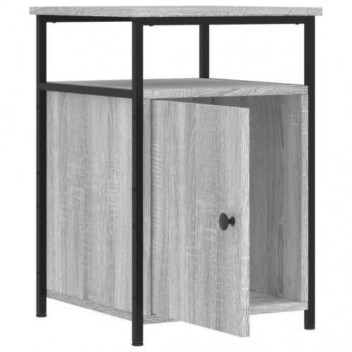 Sengeborde 2 stk. - 40 × 42 × 60 cm i grå sonoma-eg med jernstel