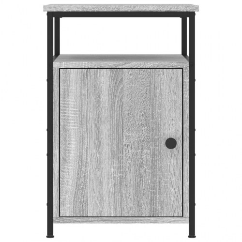 Sengeborde 2 stk. - 40 × 42 × 60 cm i grå sonoma-eg med jernstel