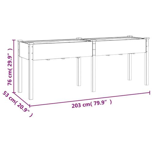 Plantekasse med foring 203x53x76 cm massivt fyrretræ