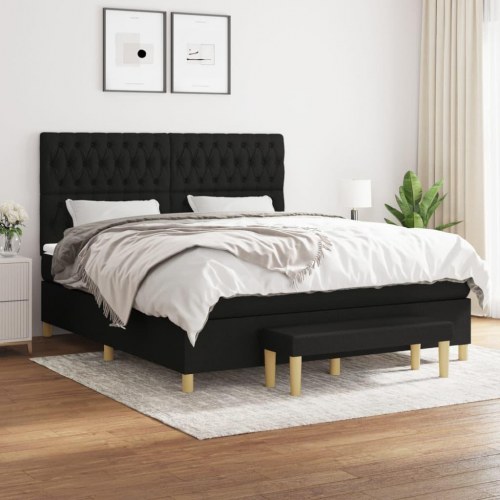 Kontinentalseng med madras 180x200 cm stof sort