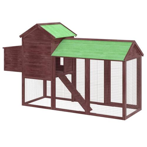Hønsehus 193x65x117 cm massivt fyrretræ mokkafarvet
