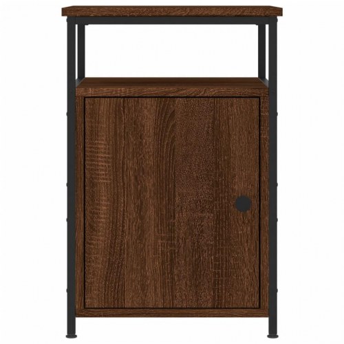 Sengeborde 2 stk. - 40 × 42 × 60 cm i brunt egetræ look, konstrueret træ og jern
