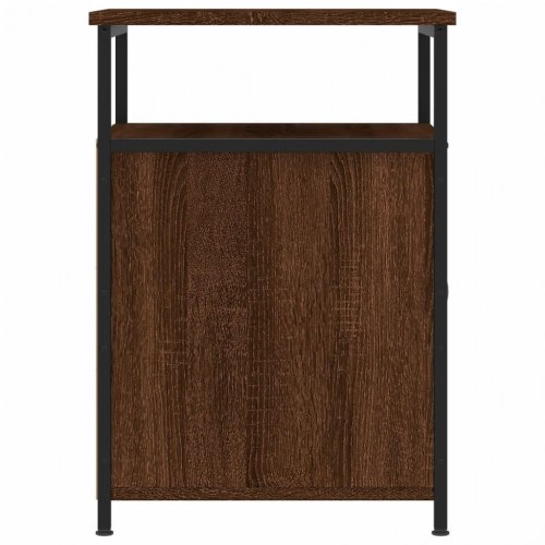 Sengeborde 2 stk. - 40 × 42 × 60 cm i brunt egetræ look, konstrueret træ og jern