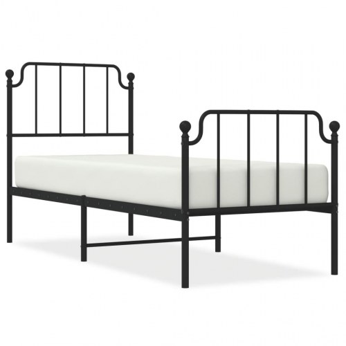 Sengeramme med sengegavl og fodgærde 75x190 cm metal sort
