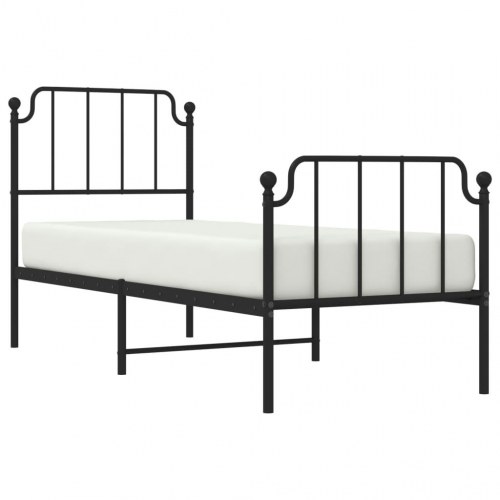 Sengeramme med sengegavl og fodgærde 75x190 cm metal sort