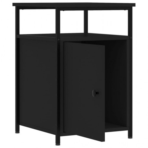 Sengeborde 2 stk. - 40 × 42 × 60 cm i sort konstrueret træ med jernstel