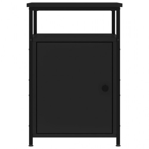 Sengeborde 2 stk. - 40 × 42 × 60 cm i sort konstrueret træ med jernstel