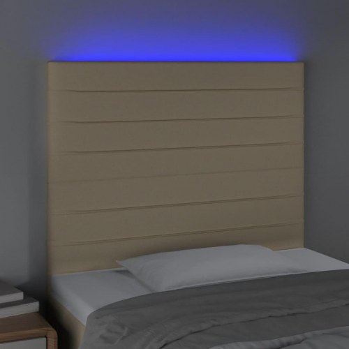 Sengegavl med LED-lys 100 x 5 x 118/128 cm - cremefarvet